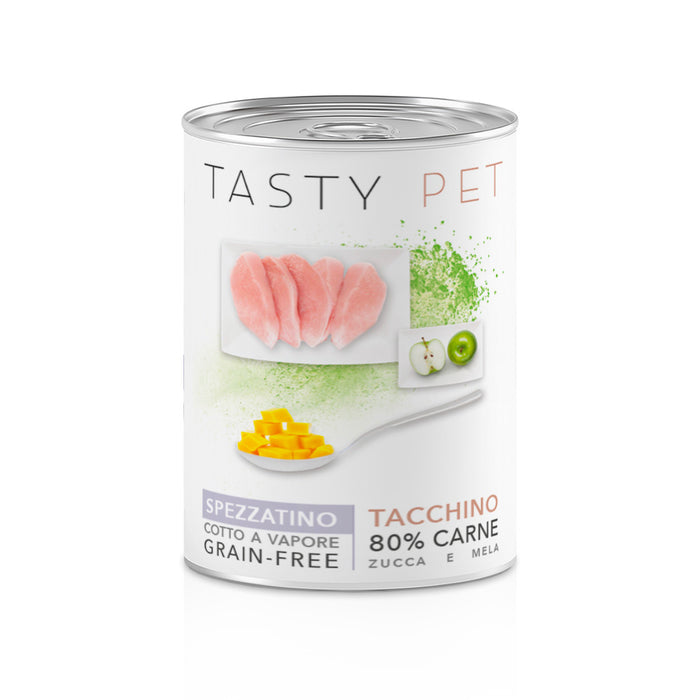 Tasty Pet Confezione di Alimento Completo Umido per Cani - 2501 Spezzatino Tacchino Zucca e Mela