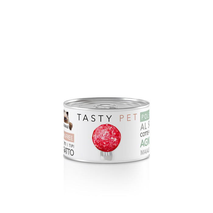 Tasty Pet Confezione di Alimento Completo Umido per Gatti - 5603 Polpette al sugo Agnello Maiale Zucca (Ricetta 2024)